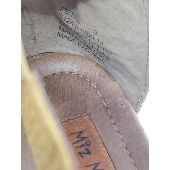 Miz Mooz Women's Size 9  Petra Brown Yellow Leather Peep Toe High Heel Sandals - Picture 15 of 16